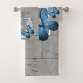 Papillon Bleu Rustique Serviette personnalisée (En situation)