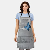 Papillon bleu Rustique Tablier personnalisé (Porté)