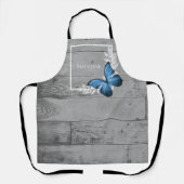 Papillon bleu Rustique Tablier personnalisé (Recto)