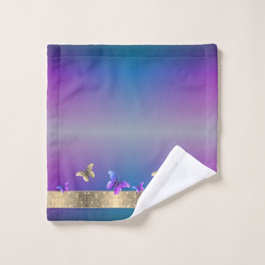 Papillon bleu serviette (Gant de toilette)