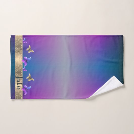 Papillon bleu serviette (Serviette à main)