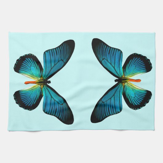 Papillon bleu serviette de cuisine (Horizontal)