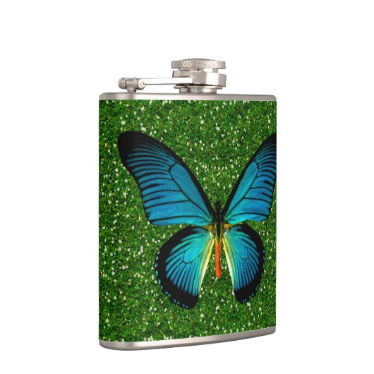 Papillon Bleu Sur Flacon Parties scintillant Vert (Droite)