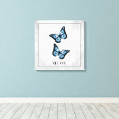 Papillon bleu toile florale Imprimer (Insitu (Plancher de Bois))