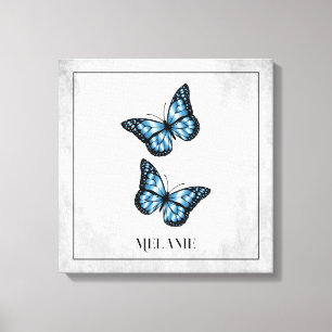 Papillon bleu toile florale Imprimer
