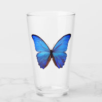 Papillon bleu verre de 16 oz