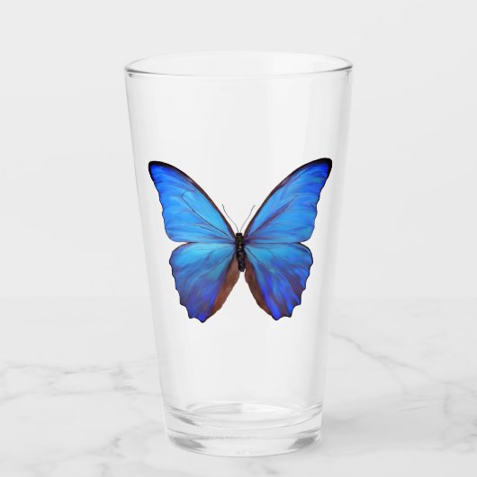 Papillon bleu verre de 16 oz (Devant)