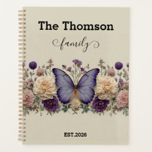 Papillon Bleu Vintage avec Fleurs pour Famille