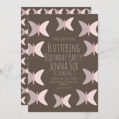 Papillon bohème Pastel rose Invitation d'anniversa (Devant / Derrière)