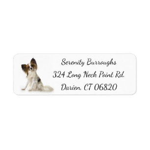 Papillon Brown and White Puppy Dog Etiket