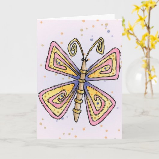 Papillon - Carte de voeux (Fleur jaune)