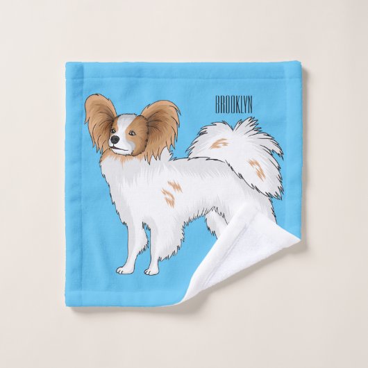 Papillon cartoon illustratie bad handdoek (Wasdoekje)