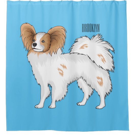 Papillon cartoon illustratie douchegordijn (Voorkant)