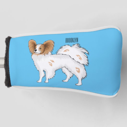 Papillon cartoon illustratie golfheadcover (Voorkant)