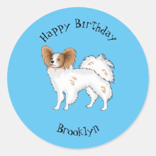 Papillon cartoon illustratie ronde sticker
