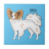 Papillon cartoon illustratie tegeltje (Voorkant)