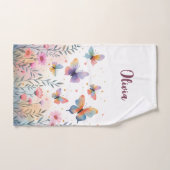 Papillon charmant de prairie à l'aquarelle (Serviette à main)