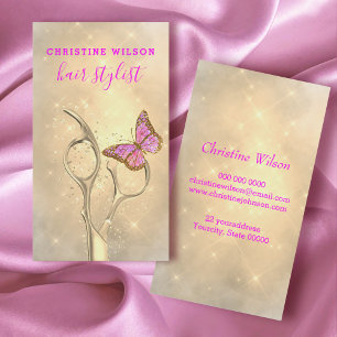 papillon cheveux styliste ciseaux logo carte de vi