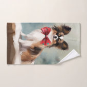 Papillon Chien dans la neige de Noël (Serviette à main)