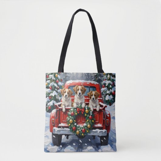 Papillon Christmas Red Truck Holiday Draagtas (Voorkant)
