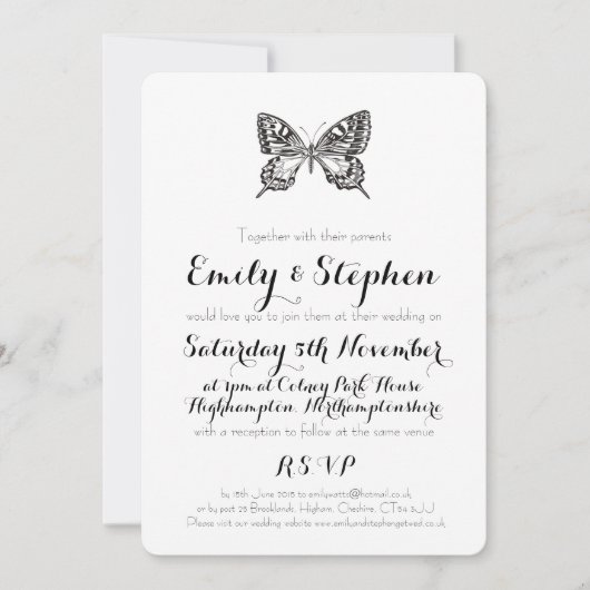 Papillon classique Faire-part de mariage personnal (Devant)