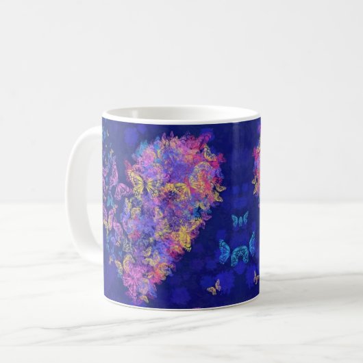 Papillon Coeur café Mug (Devant gauche)