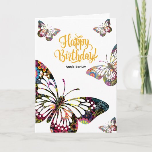 Papillon coloré carte d'anniversaire (Devant)