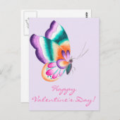 Papillon coloré | Carte postale Saint Valentin (Devant / Derrière)