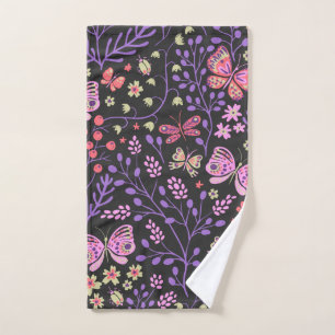 Papillon coloré et Fleurs Rose mignon