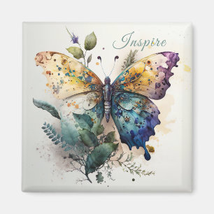 Papillon coloré Inspirer les mots Magnet