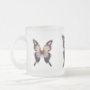 Papillon coloré Mug en verre dépoli