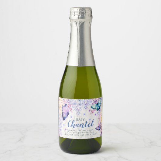 Papillon Customisé Mini Vin Étincelant Étiquette V (Devant)
