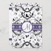 Papillon Damas noir et violet Faire-part de mariag (Devant / Derrière)