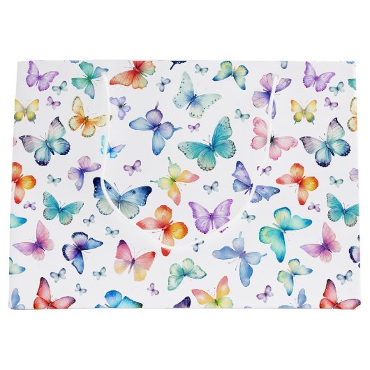 Papillon d'aquarelle grand sac cadeau (Devant)