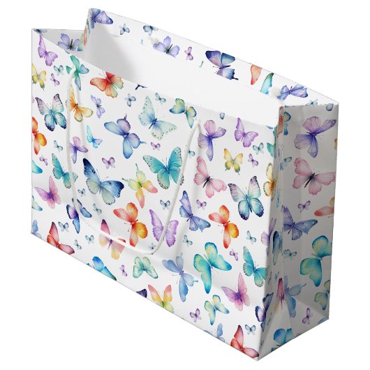 Papillon d'aquarelle grand sac cadeau (Devant Angle)