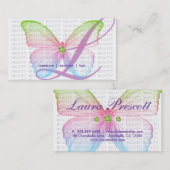 Papillon de bleu de rose de vert de carte de (Devant / Derrière)