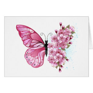 Papillon de fleurs avec Sakura rose
