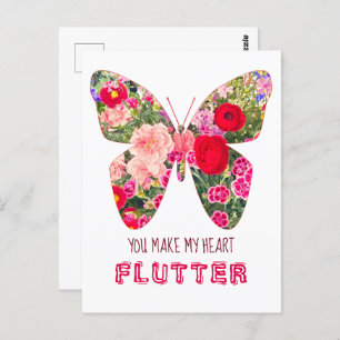 Papillon de fleurs florales Valentine's Day Carte 