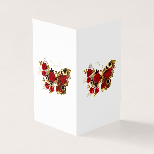 Papillon de fleurs rouges aux roses rouges (Outside)