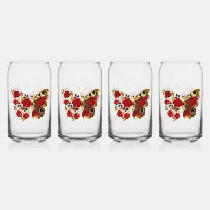 Papillon de fleurs rouges aux roses rouges