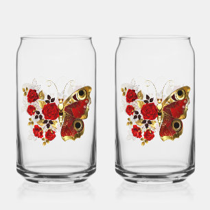 Papillon de fleurs rouges aux roses rouges