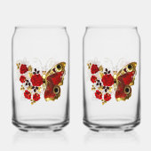 Papillon de fleurs rouges aux roses rouges (Verso)