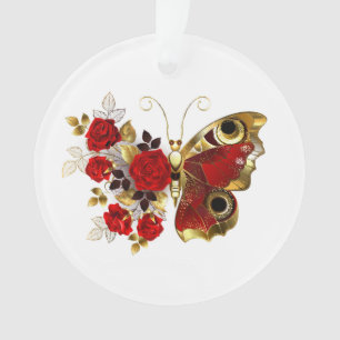 Papillon de fleurs rouges aux roses rouges