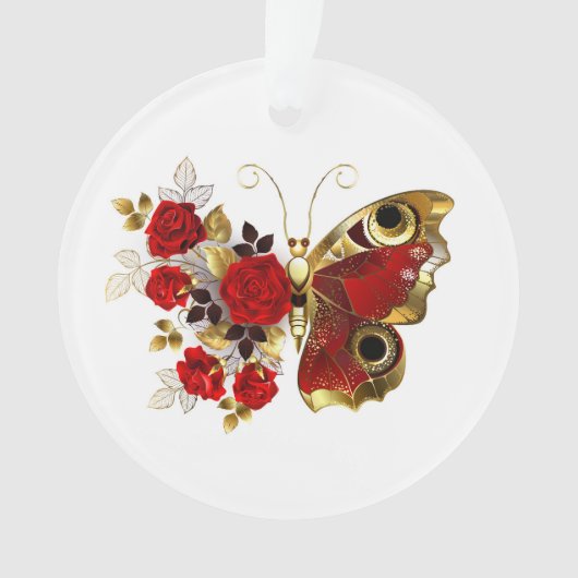 Papillon de fleurs rouges aux roses rouges (devant)