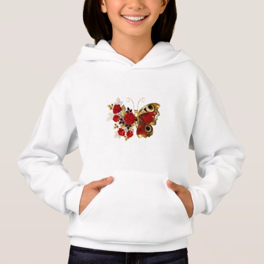 Papillon de fleurs rouges aux roses rouges (Devant)