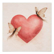 Papillon de forme poétique - Affiche cœur