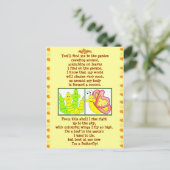 Papillon de la chenille poème carte postale (Debout devant)