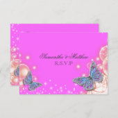 Papillon de mariage RSVP bleu violet rose (Devant / Derrière)