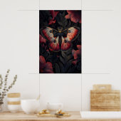 Papillon de nuit noir rouge Impression Botanique s (Cuisine)