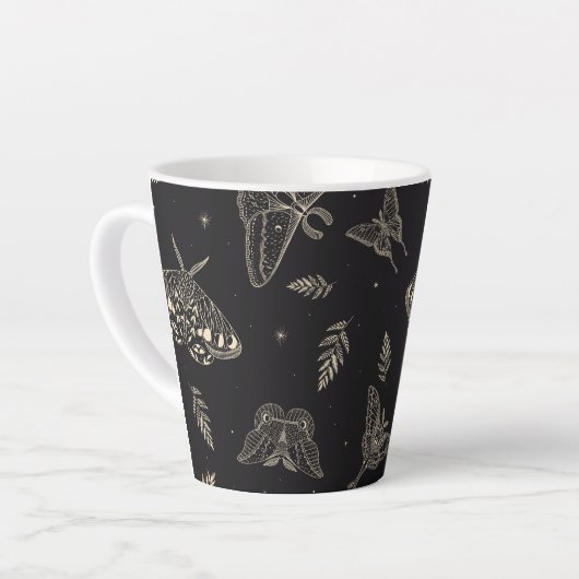 papillon de papillon de nuit motif Latte Mug (Angle gauche)